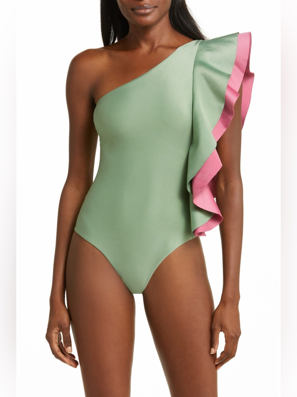 Farm Rio Ruffle One-Shoulder One-Piece Swimsuit NWOT - Picture 3 of 8